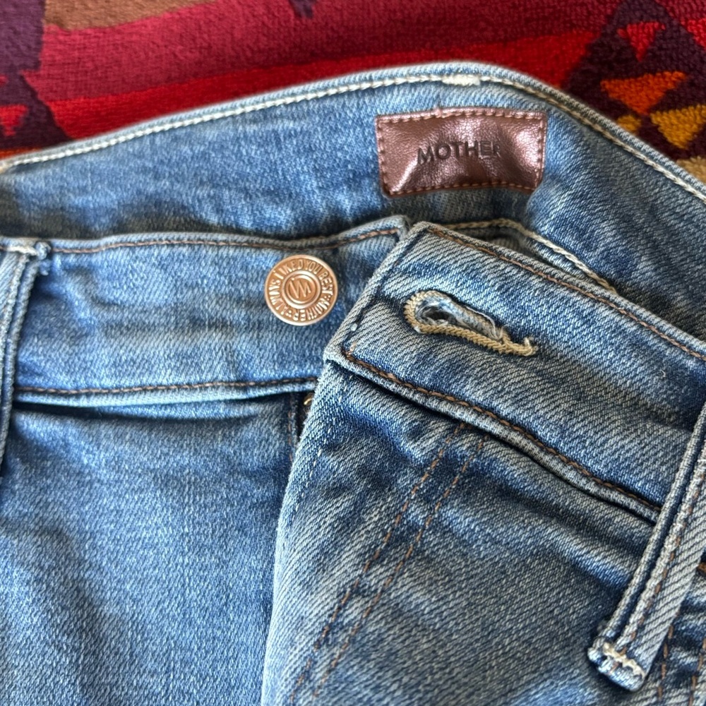 MOTHER Sky Blue Denim jeans, flare leg with split - Picture 4 of 12